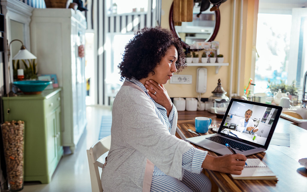 Telehealth consultation, illustrating personalised AI health-education video